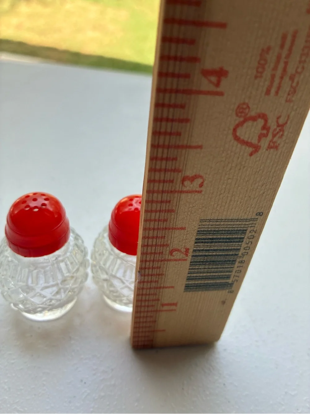 Clear Cut-Glass Salt and Pepper Shakers with Red Caps - Home Accents